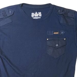 Delf Trading Imperious Waffle Knit Pull Over Military Grunge Shirt sz 3X navy